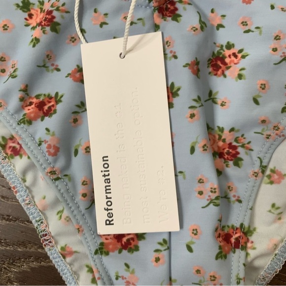 Reformation Womens blue floral Hermosa/ matador petunia bikini set M/L NEW - Picture 9 of 11
